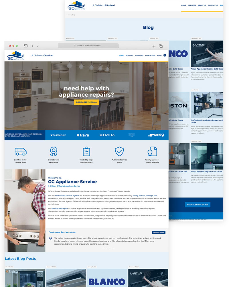 GC Appliance Service website design