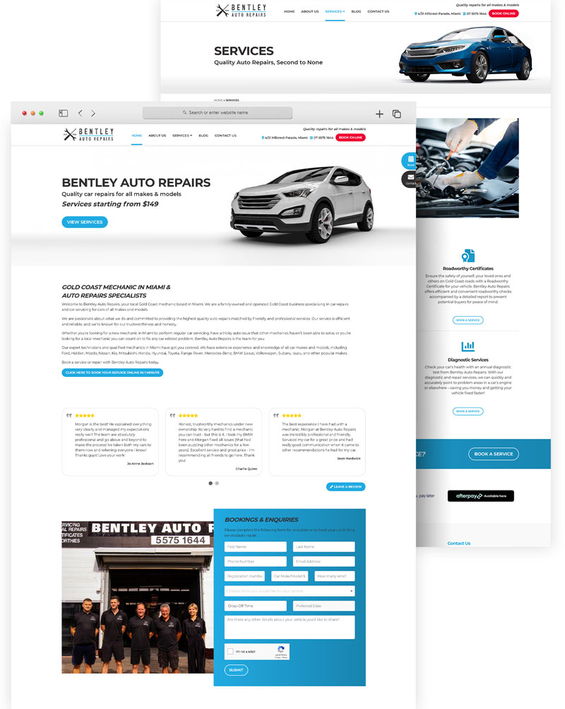 Bentley Auto Repairs website design