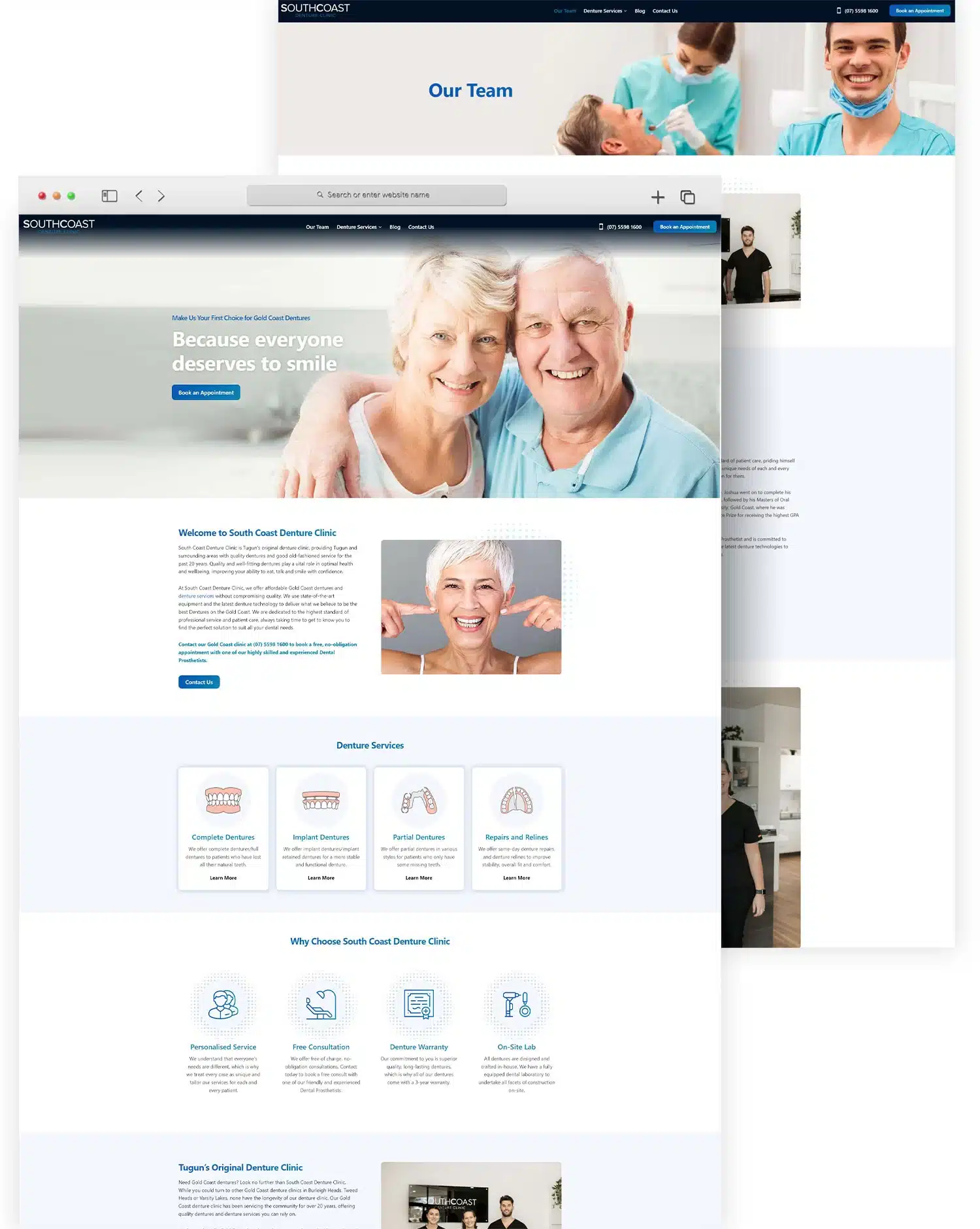 south coast denture clinic website design